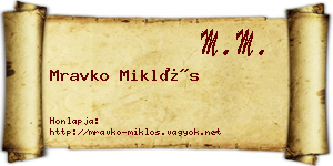 Mravko Miklós névjegykártya